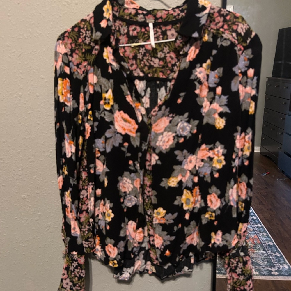Free People Multicolor Floral Blouse